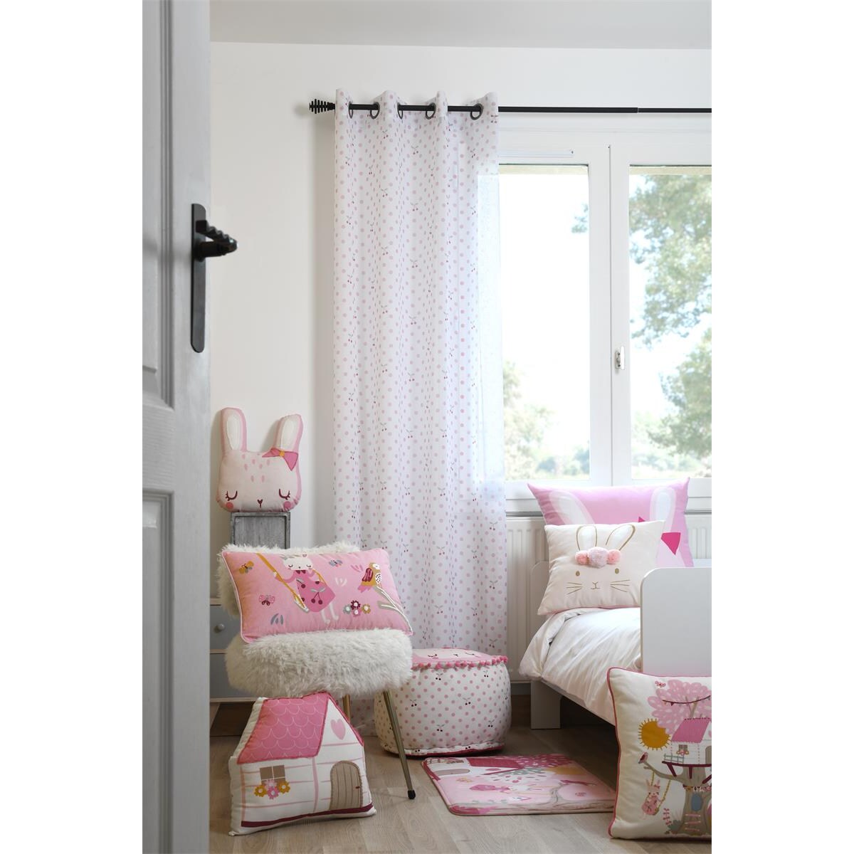 Firana MATTY wzór w wisienki, 140 x 260 cm