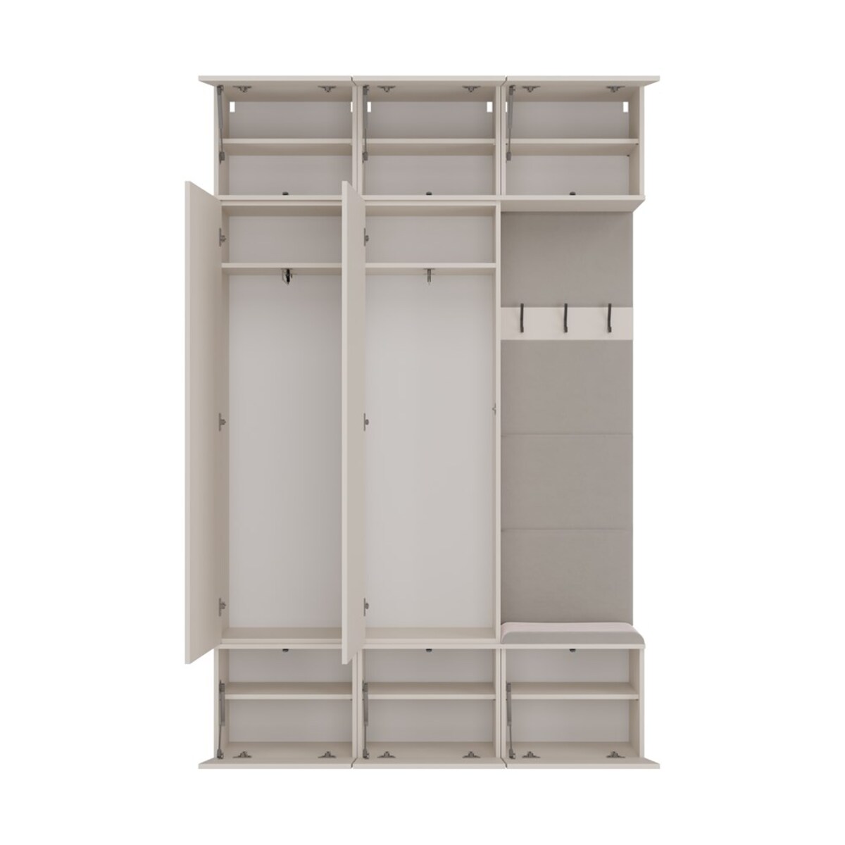 Garderoba HAGA III 2Sz1W KASZMIR BEŻ 2x Szafa + Wieszak