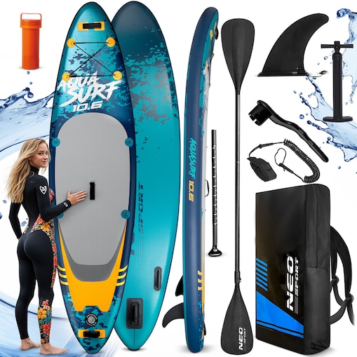 Deska SUP do pływania Neo-Sport pompowana STAND UP PADDLE Aquasurf 320cm ZESTAW