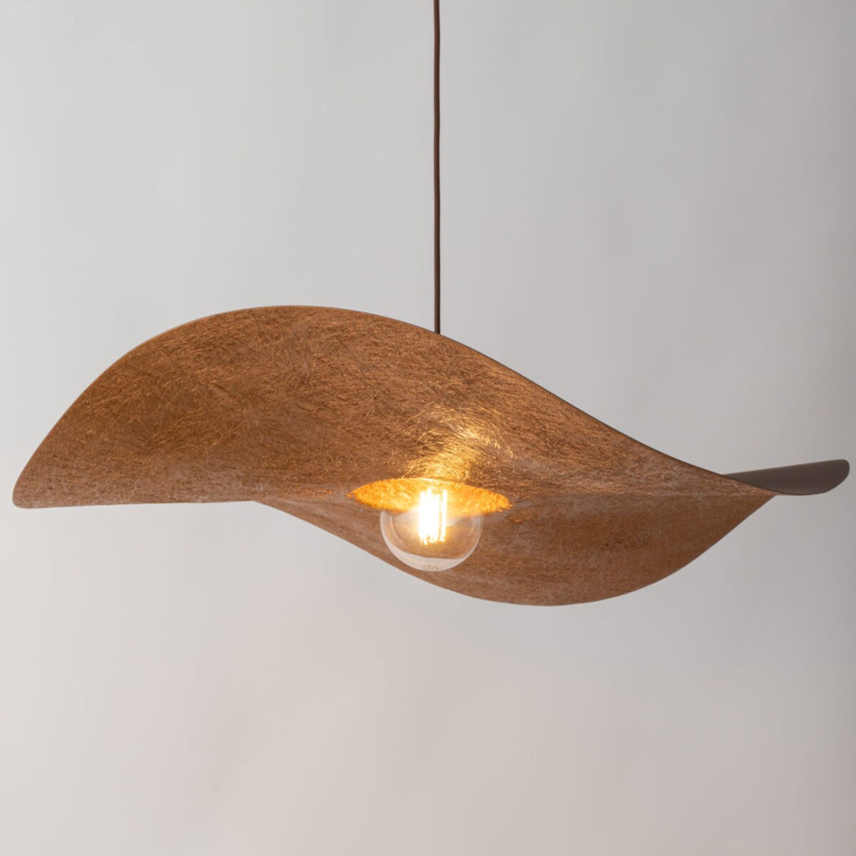 Lampa wisząca nad łóżko KAPELLO zwis kapelusz metalowy brązowy