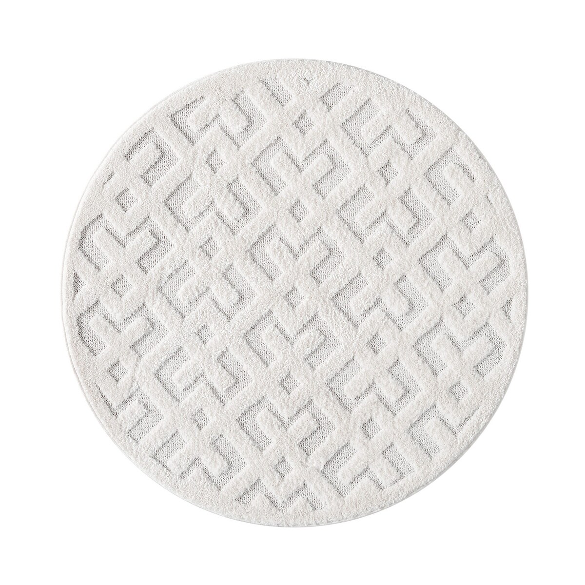 Dywan okrągły z efektem high low geometryczny Focera 7370 Krem 200x200