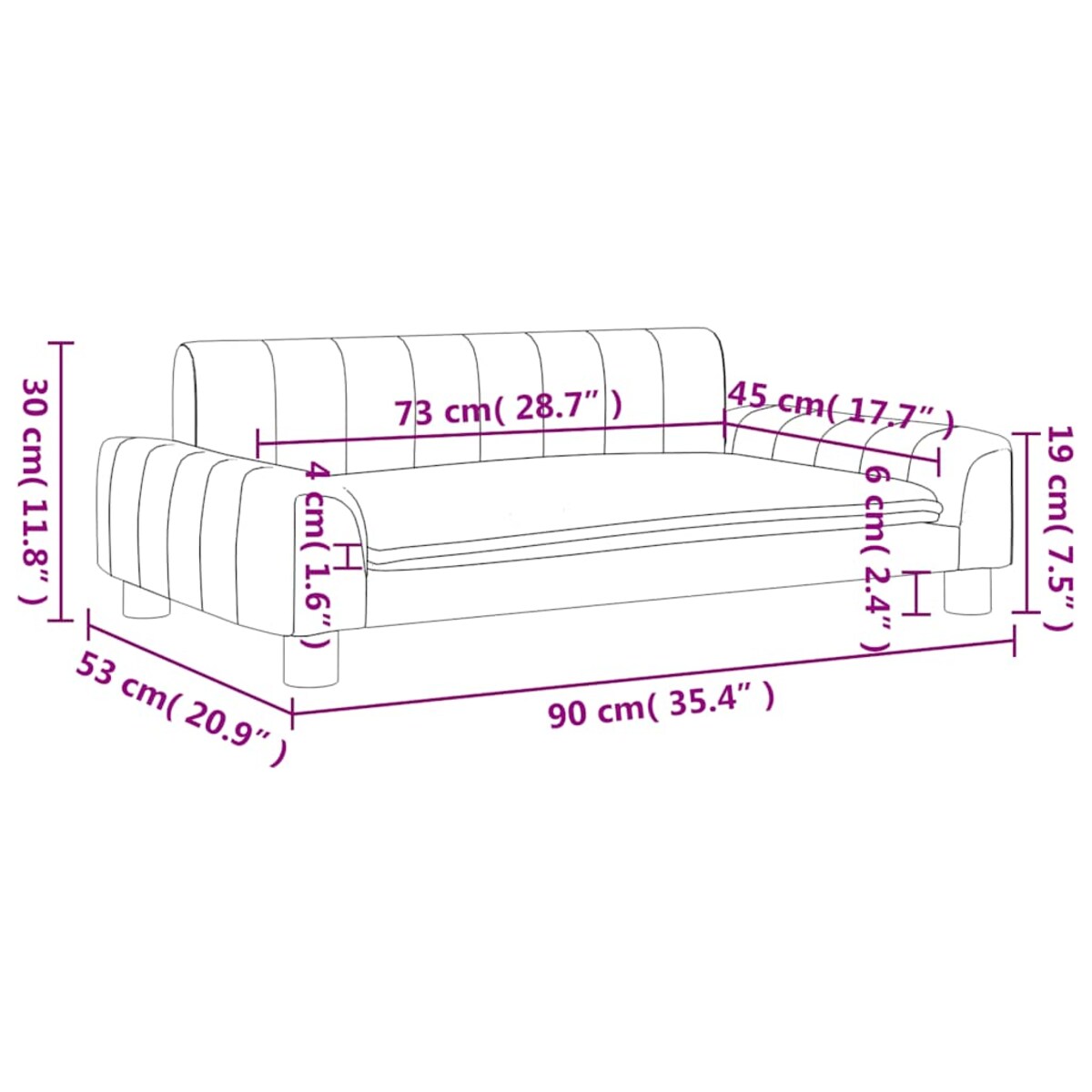 vidaXL Sofa dla dzieci, jasnoszara, 90x53x30 cm, obita tkaniną