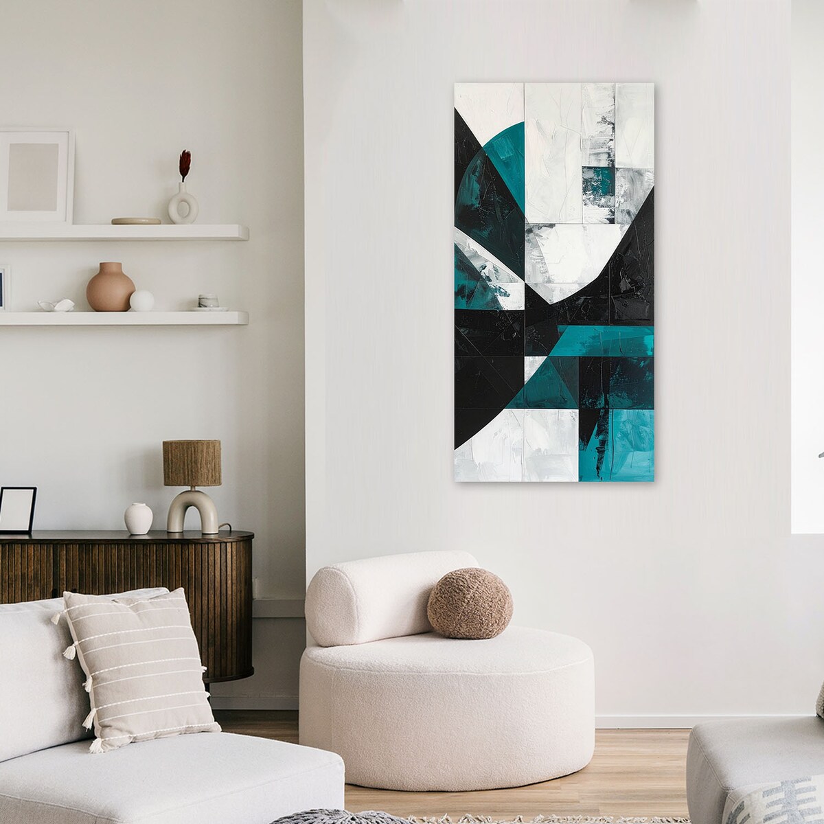Obraz do salonu biura kuchni, Geometryczna abstrakcja turkusowy