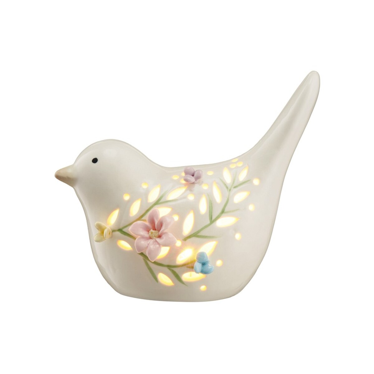 VILLA ITALIA Ptaszek porcelanowy ażurowy 12,5 cm Lampion LED LAURA