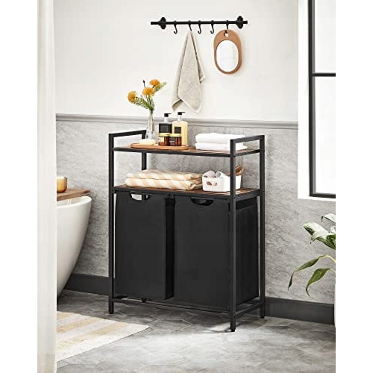 Szafka Łazienkowa Kosz Na PRanie Bielizne Ręczniki Czarny
