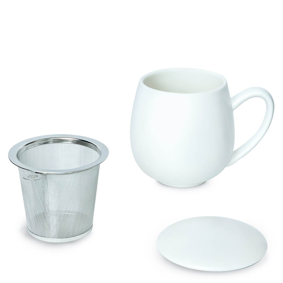 Kubek z zaparzaczem i pokrywką biały matowy - super zestaw do przygotowania herbaty, perfekcyjny podarunek prezent dla mamy, taty, babci, dziadka