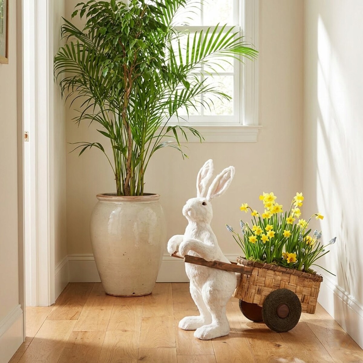 FIGURKA WIELKANOCNA XXL ZAJĄC ZAJĄCZEK KOSZ KOSZYK NA WIELKANOC DEKORACJA