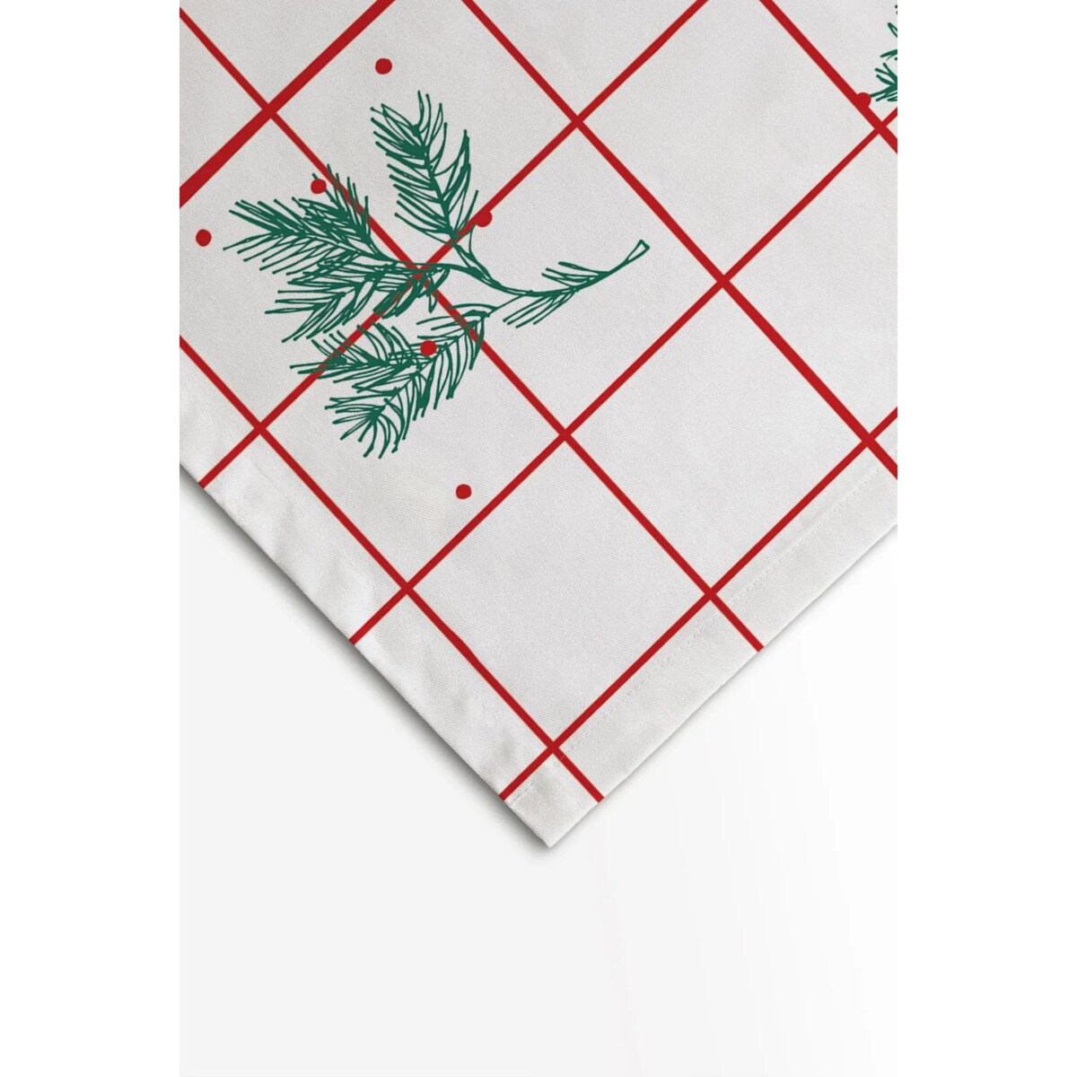 Obrus świąteczny - krata i gałązki - 140x140