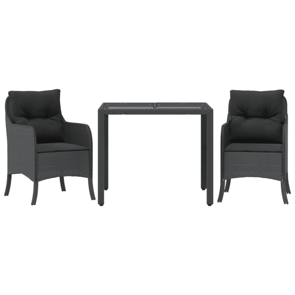 vidaXL 3-cz. zestaw mebli ogrodowych z poduszkami, czarny, rattan PE