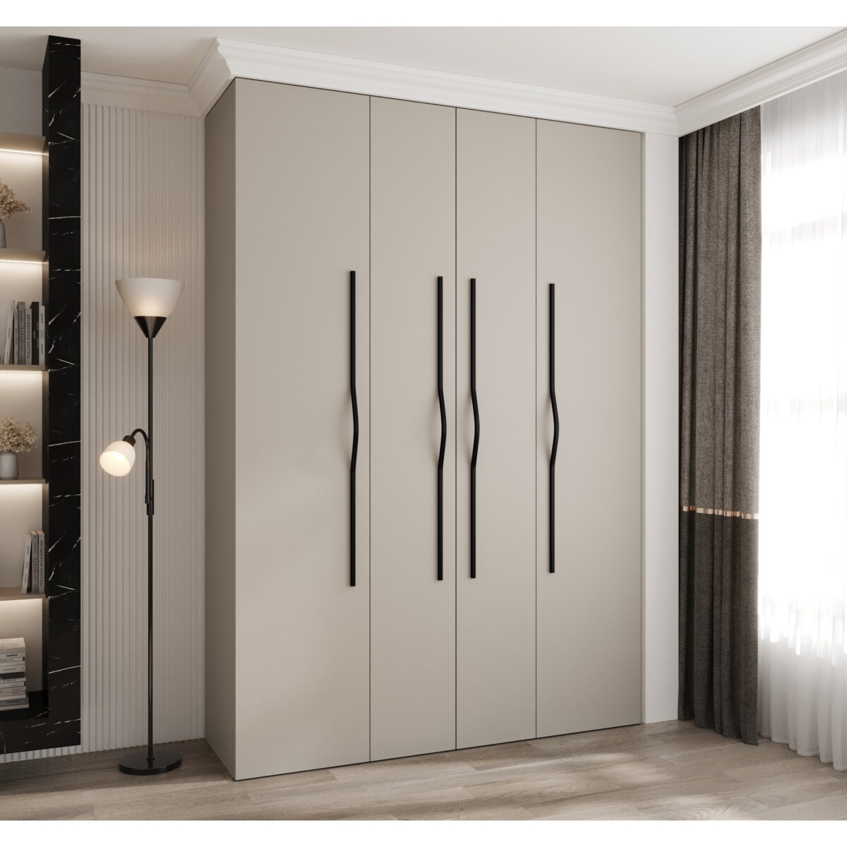 Szafa czterodrzwiowa Como 2 170 gł.50 kaszmir+czarny