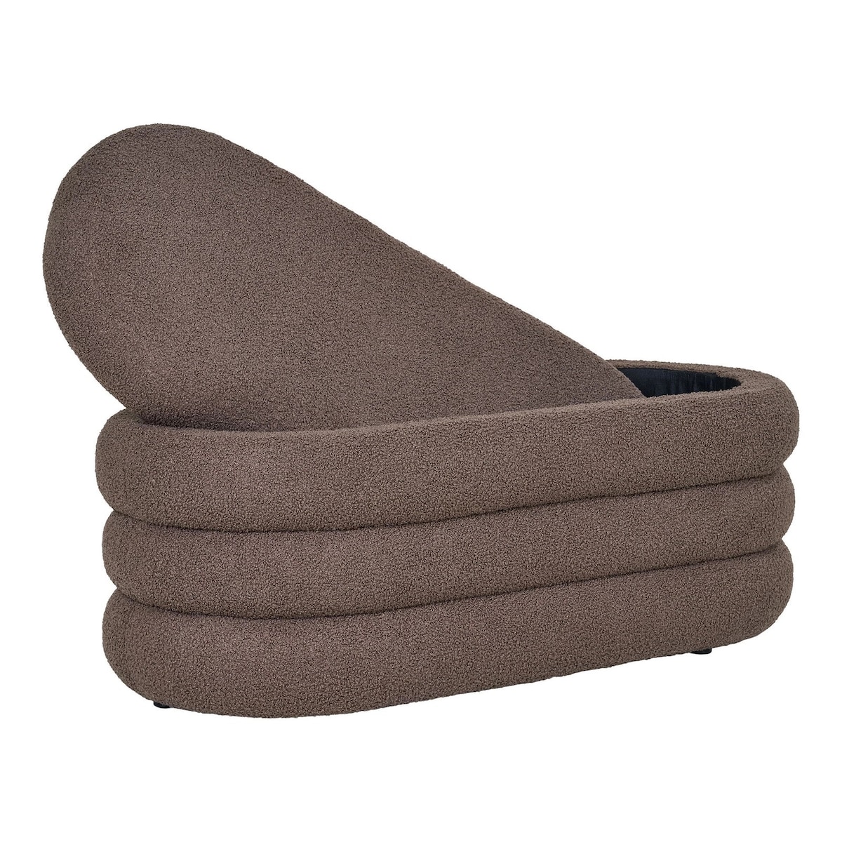 Pufa brązowa boucle 44x103x45 cm PEPUTRA ze schowkiem
