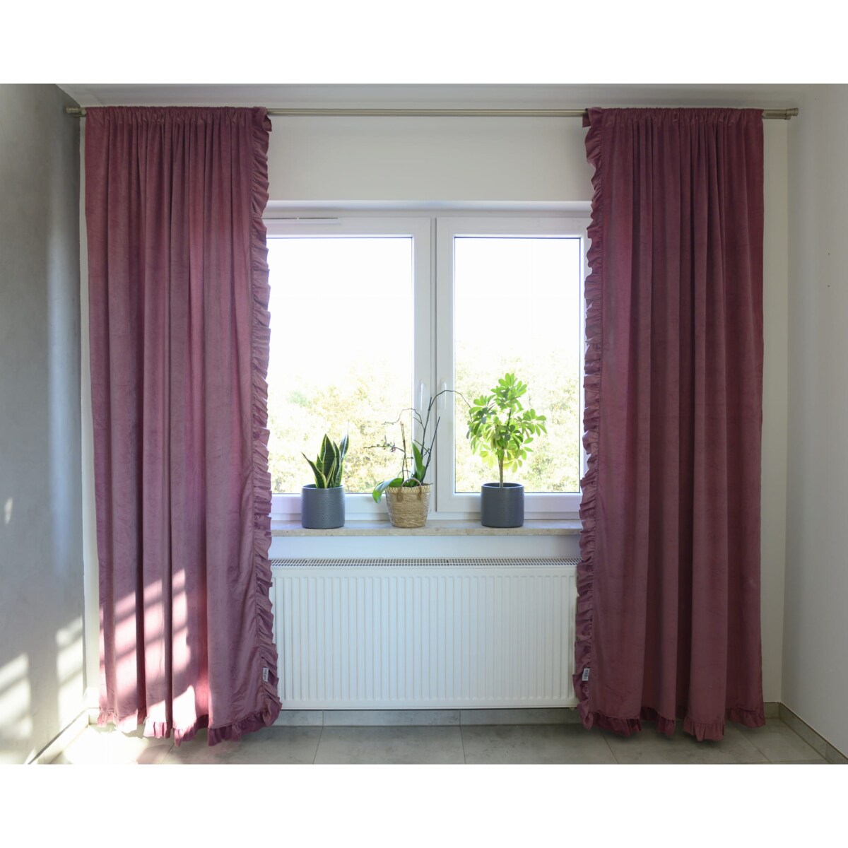 Zasłona Na Okno Okna Z Falbanką Do Salonu Sypialni 150X250 Cm Retro Róż