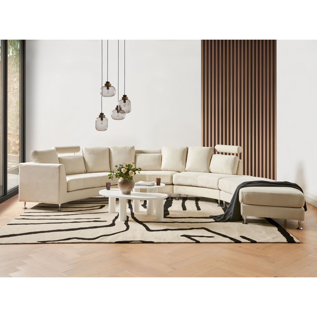 Sofa półokrągła 7-osobowa modułowa beżowa ROTUNDE