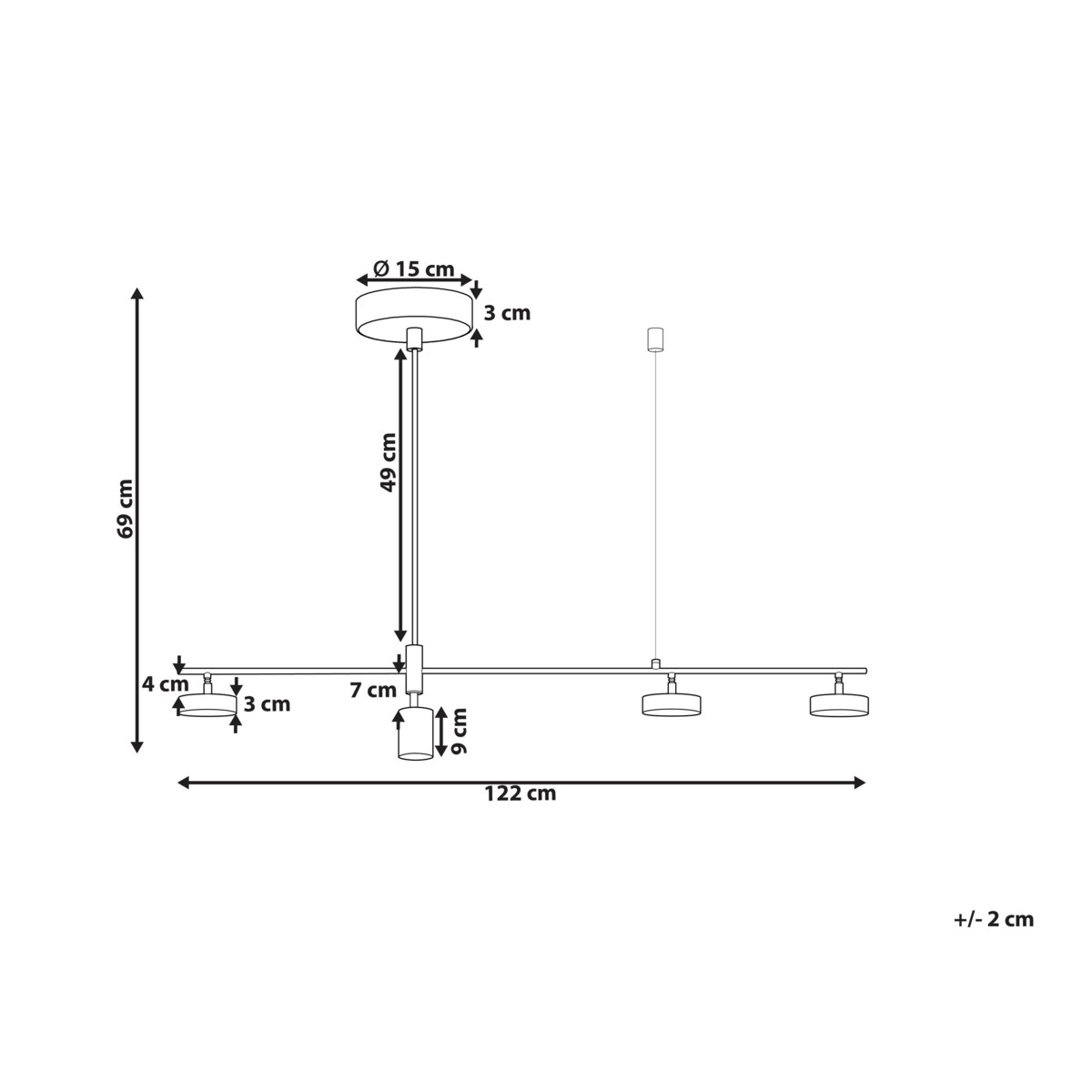 Lampa wisząca 4-punktowa LED metalowa czarna FOYLE