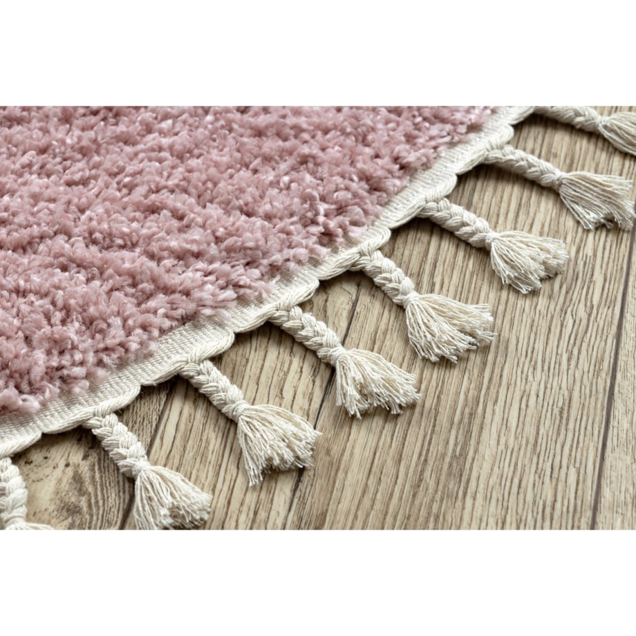 Dywan BERBER 9000 koło różowy Frędzle koło 120 cm