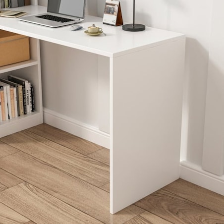 Biurko komputerowe nowoczesne z półkami skandynawski młodzieżowe białe