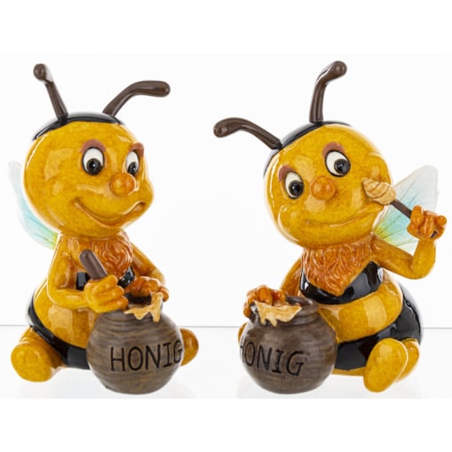 Dekoracja - para kolorowych pszczółek 13x9x10 cm API zjadające miód