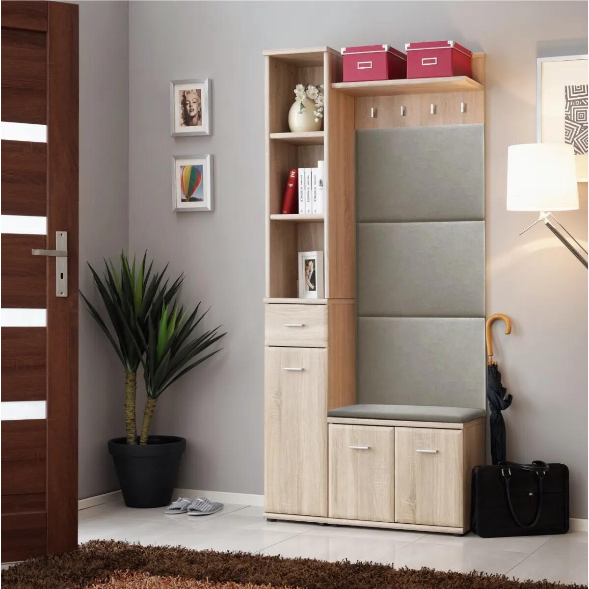 Szafka na buty z siedziskiem ARMARIO dąb sonoma