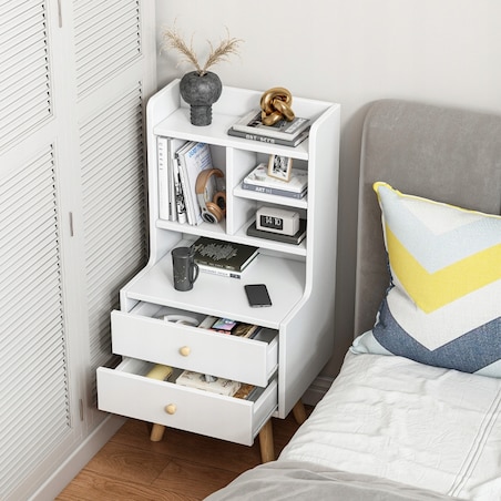 Szafka nocna stolik z 2 szufladami regał skandynawski sypialni salonu 81 cm