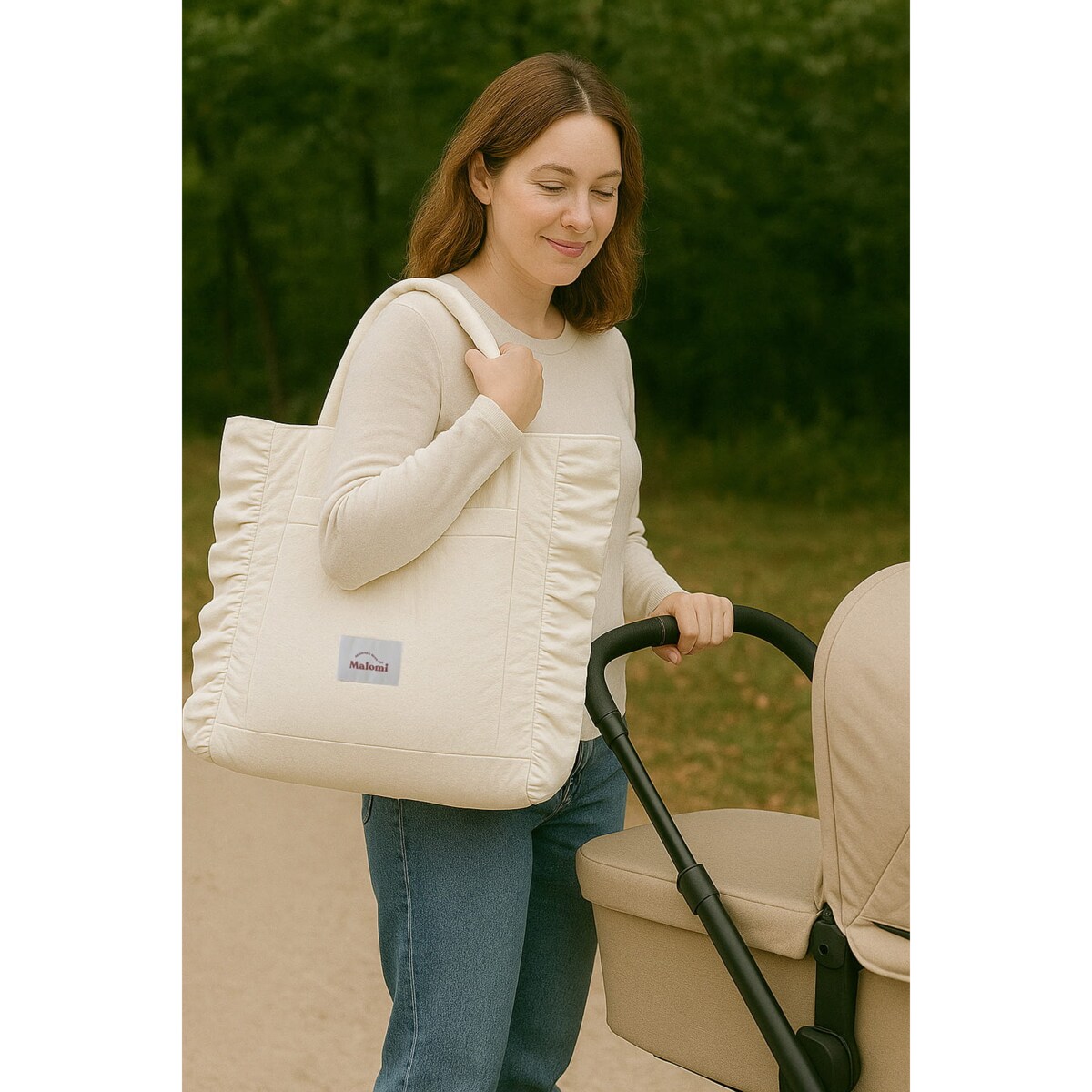 Torba shoper z falbanką natural