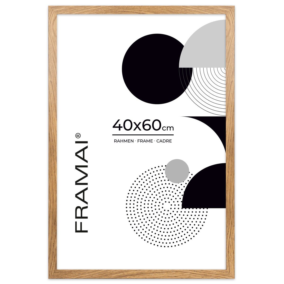 Ramka na zdjęcia 40x60 cm dębowa rama MDF z plexi do powieszenia pion poziom klasyczna prostokątna ramka FRAMAI®