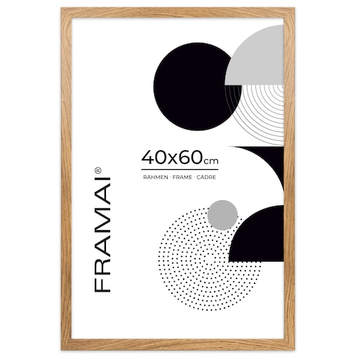 Ramka na zdjęcia 40x60 cm dębowa rama MDF z plexi do powieszenia pion poziom klasyczna prostokątna ramka FRAMAI®