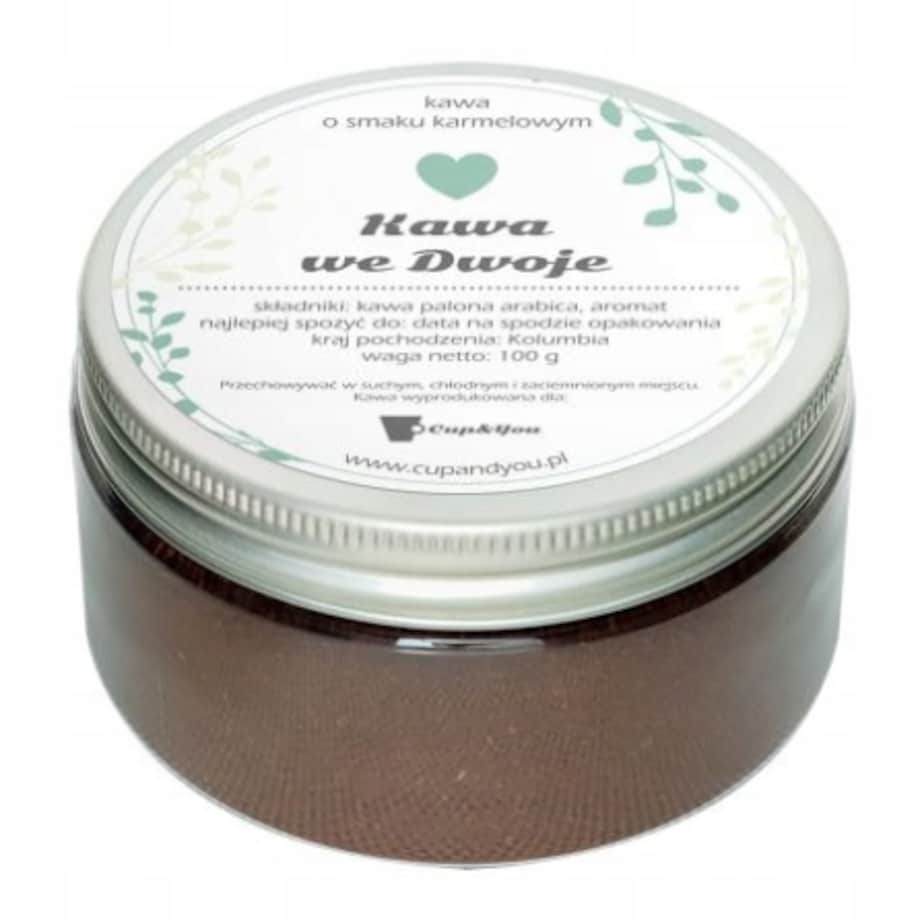 Kawa aromatyzowana WE DWOJE karmelowa ziarnista podarunek dla młodej pary