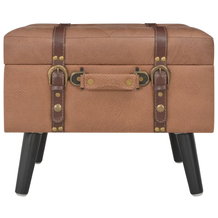 vidaXL Stołki ze schowkami, 3 szt., brązowe, sztuczna skóra