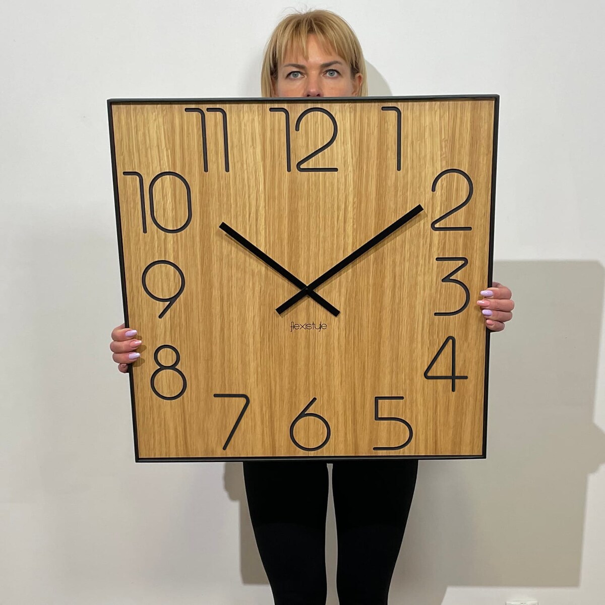 Drewniany zegar ścienny Wood Square 60cm