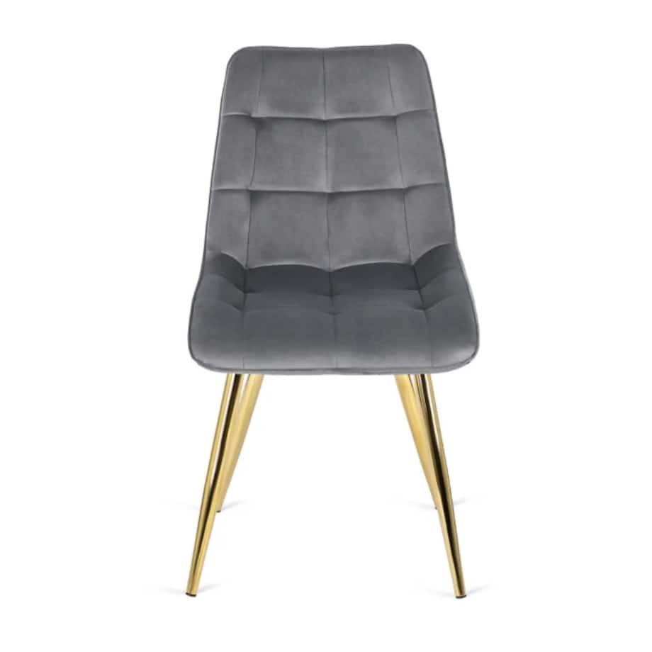 Krzesło Tapicerowane Welurowe Kuchenne Do Jadalni Kuchni Salonu Szary CARO