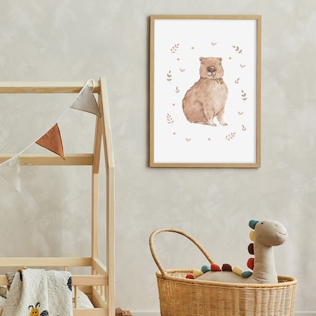 Plakat dla dzieci Kapibara z kwiatkiem 40x50