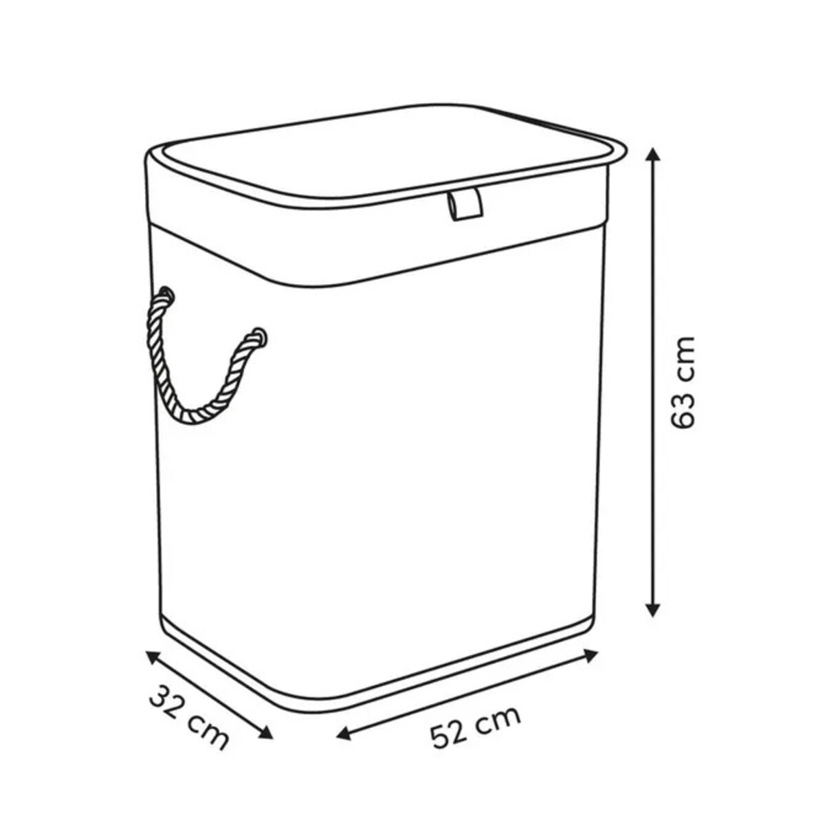 Kosz na pranie bambusowy 63x32x52 cm Stemy 100 L