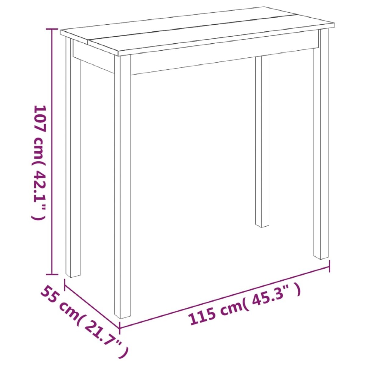vidaXL Stolik barowy z MDF, czarny, 115 x 55 x 107 cm