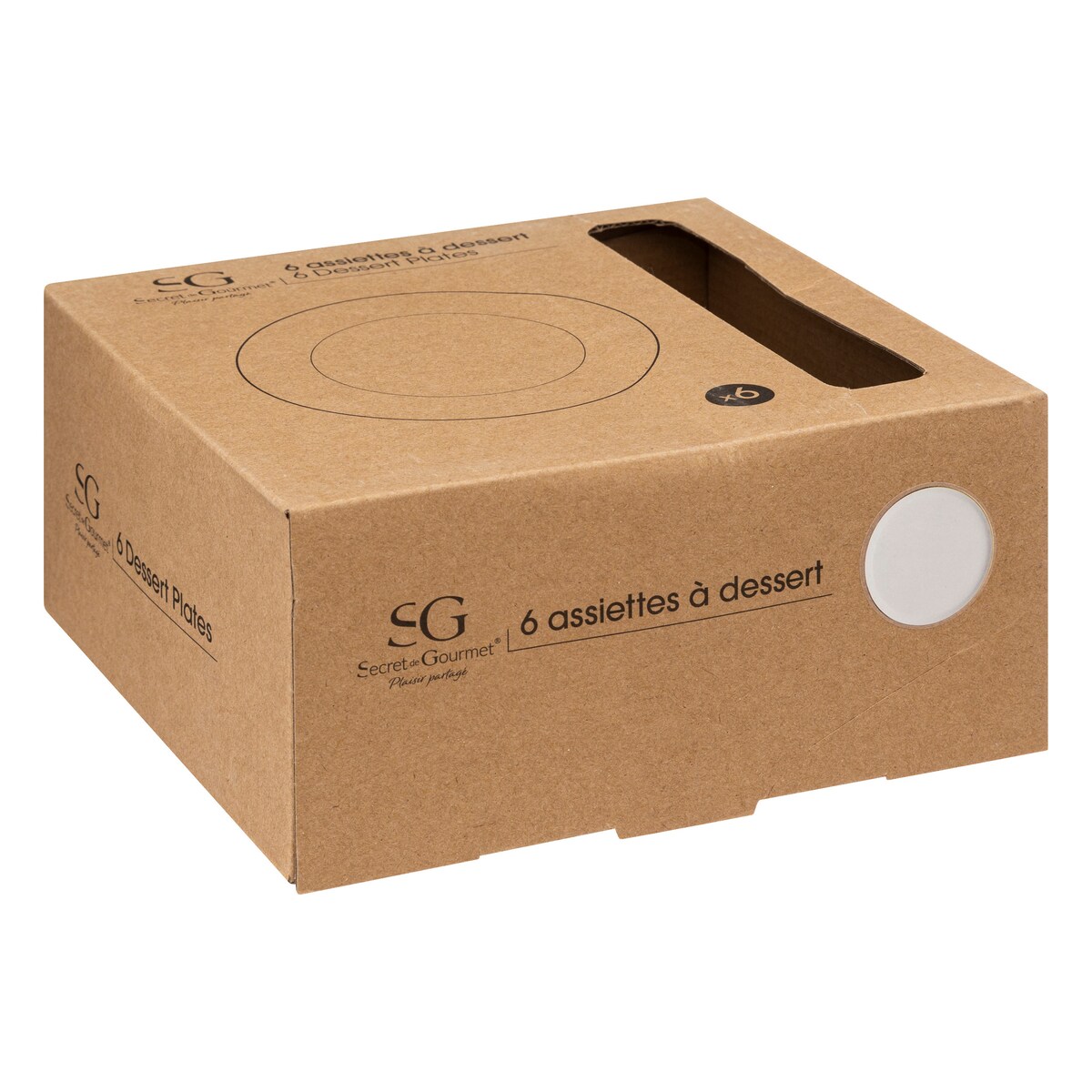 Talerze deserowe porcelanowe SUBLIMA, złota obwódka, 6 sztuk x Ø 20 cm