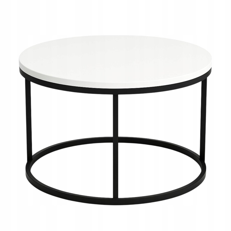 Stolik Kawowy BIAŁY 60 cm Metal Minimalizm Industrialny Styl SOFT LOFT