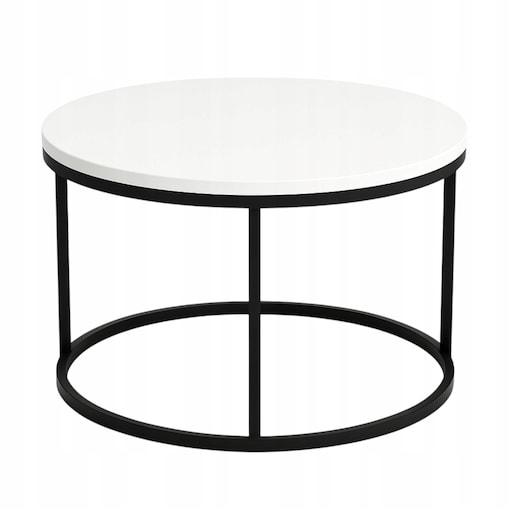 Stolik Kawowy BIAŁY 60 cm Metal Minimalizm Industrialny Styl SOFT LOFT