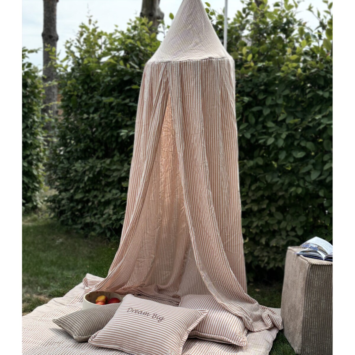 Beige Stripes – baldachim muślinowy