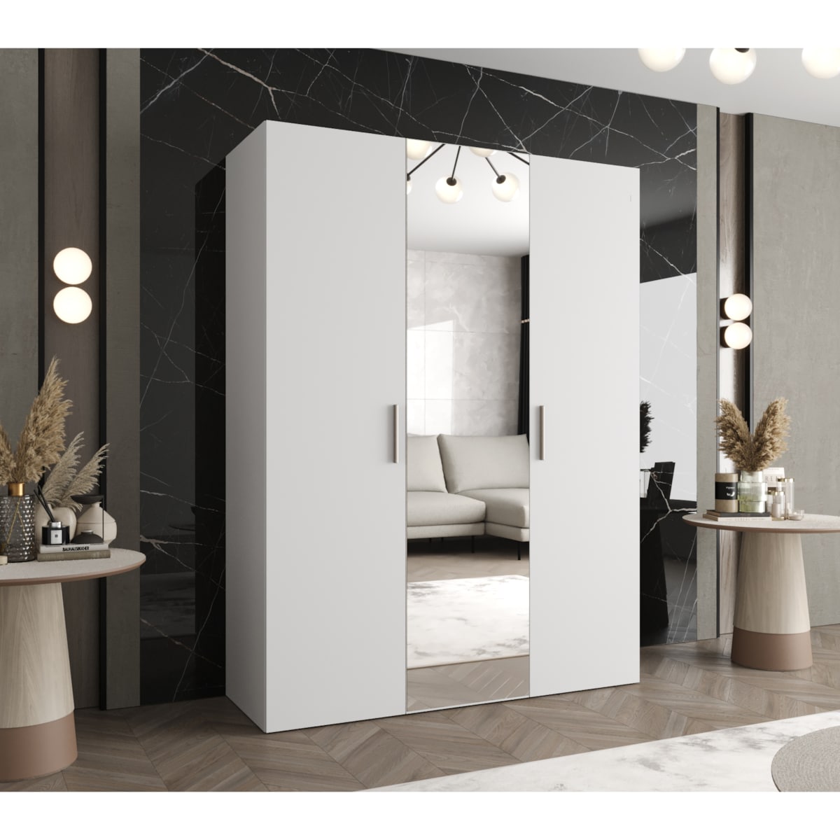 Szafa uchylna otwierana BARI 2 150 wys. 202 cm Biały + u. Srebrny