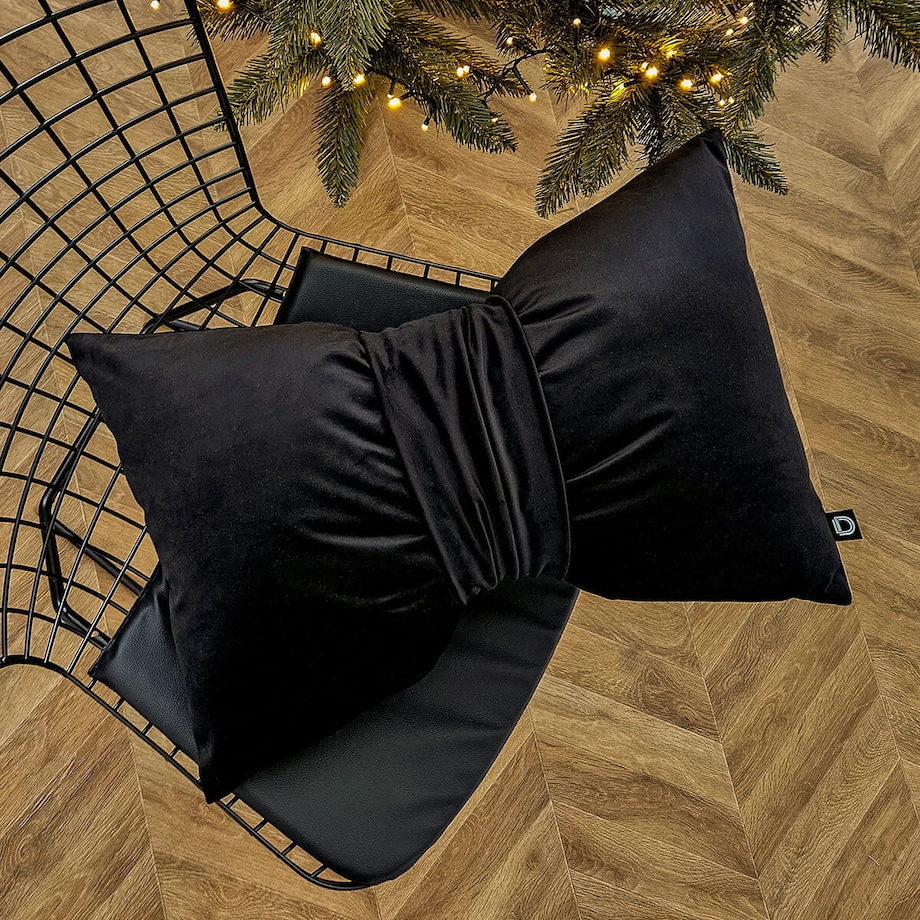 Poduszka XMAS wzór XM47 | Kokarda czarna 40 x 60 cm