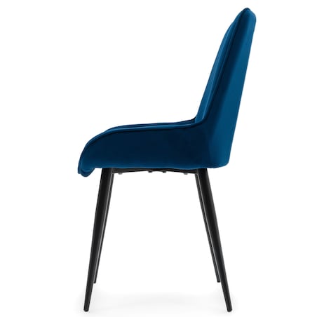 Krzesło tapicerowane welurowe do salonu jadalni nowoczesne glamour LUCA granatowa