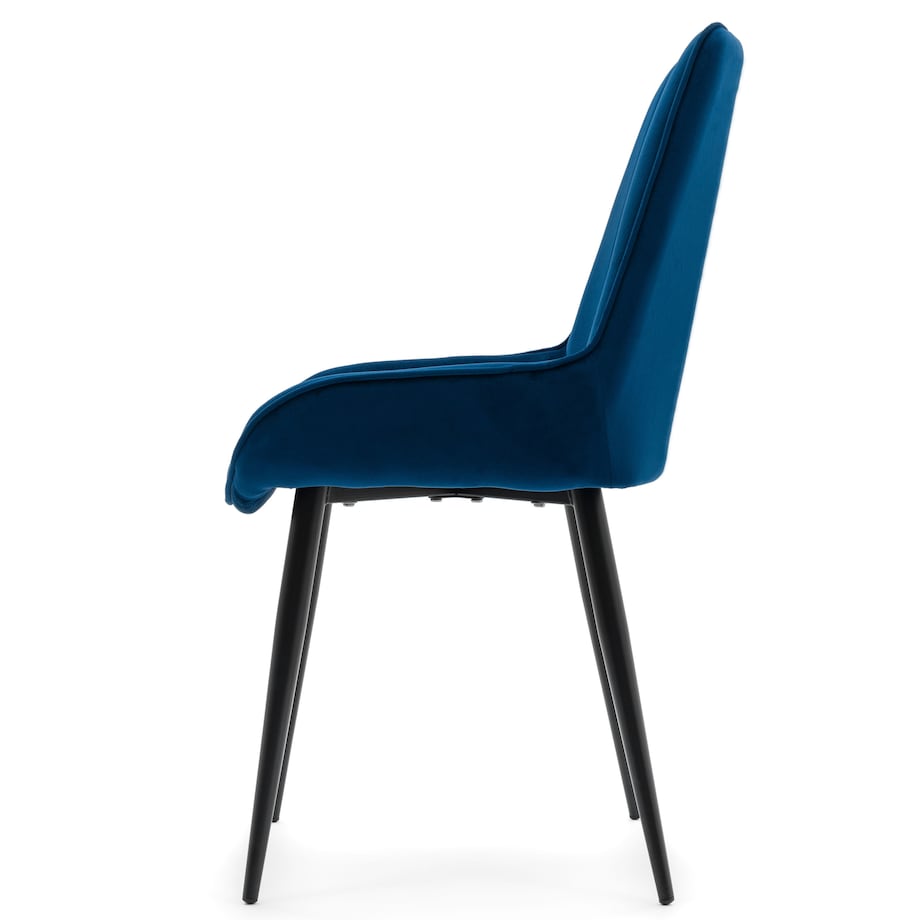 Krzesło tapicerowane welurowe do salonu jadalni nowoczesne glamour LUCA granatowa