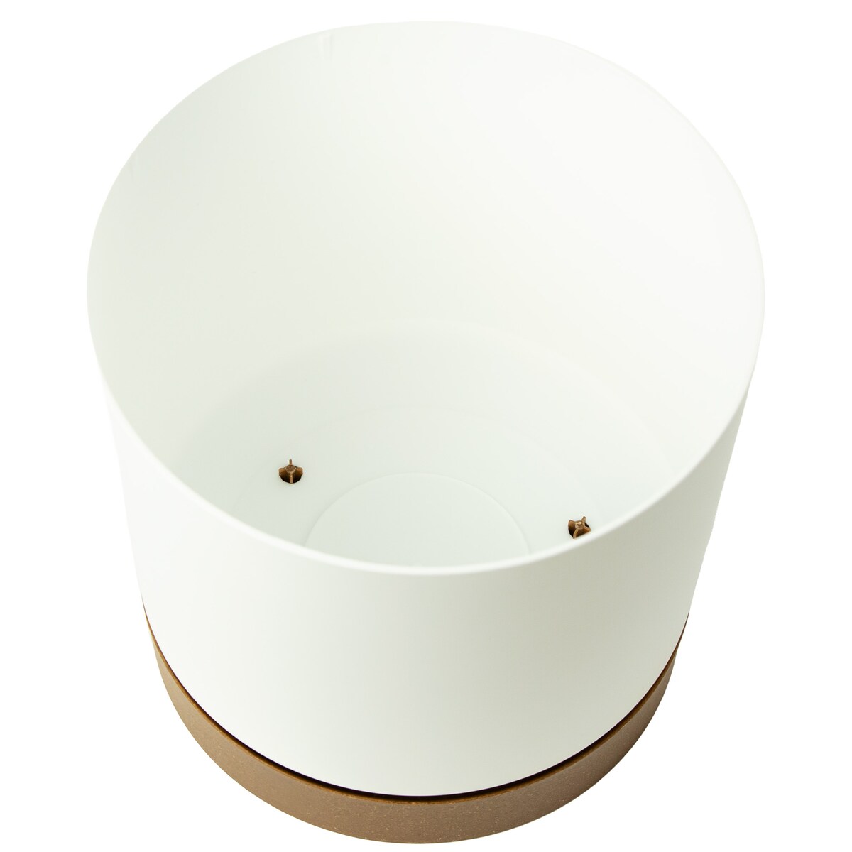 Doniczka Ogrodowa 23,9Cm Z Podstawką Do Domu Donica Plastikowa Gładka Biała