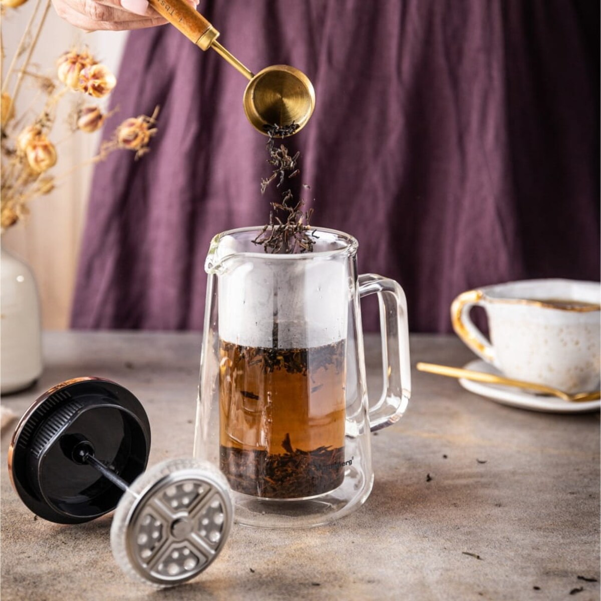 Zaparzacz do kawy herbaty 0.35L French Press różowe złoto KLAUSBERG