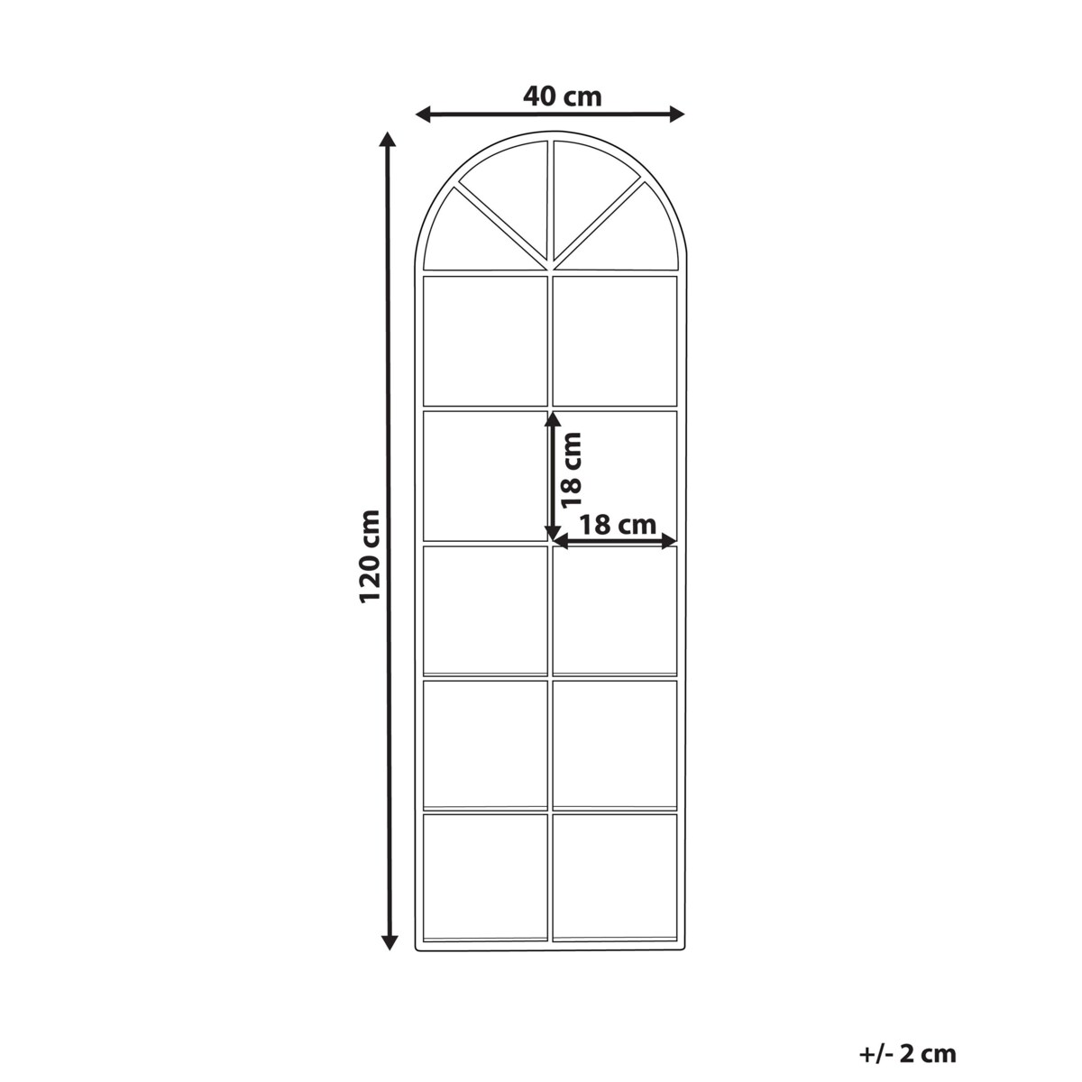 Metalowe lustro ścienne okno 40 x 120 cm czarne BROUAGE