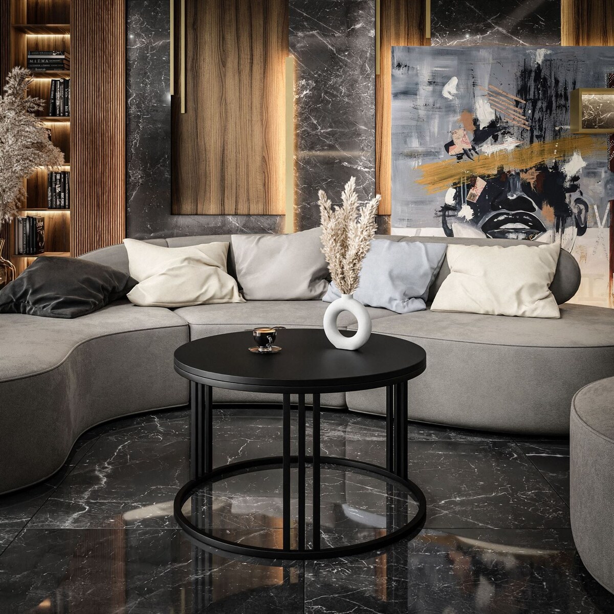 Okrągły stolik kawowy LORI czarny mat