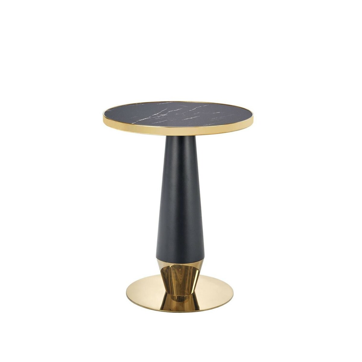 STÓŁ OKRĄGŁY Nasoma BLAT CERAMICZNY czarny marmur i złoty