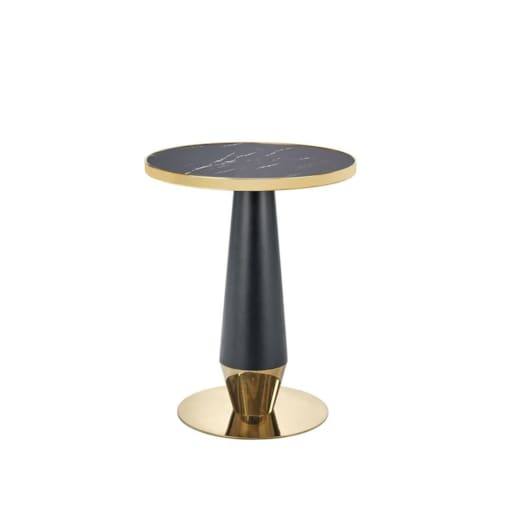 STÓŁ OKRĄGŁY Nasoma BLAT CERAMICZNY czarny marmur i złoty