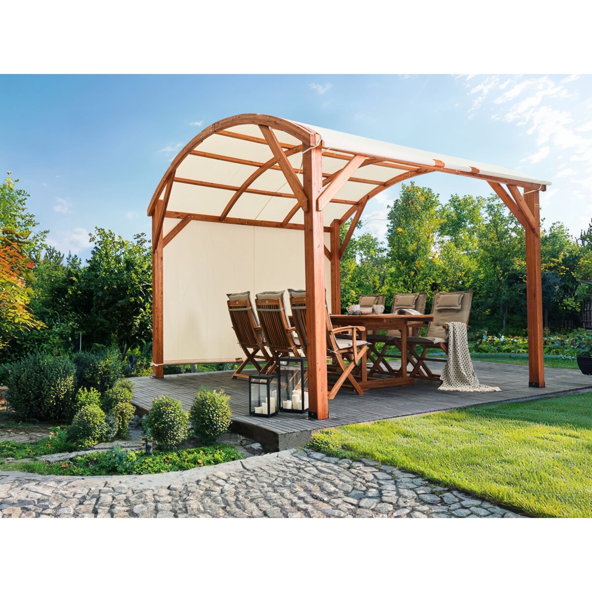 Pawilon ogrodowy 303 x 300 cm złamana biel SCOPELLO