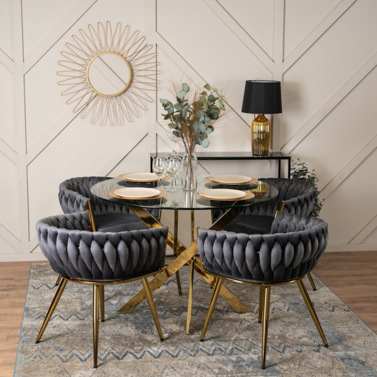 Krzesło Tapicerowane do Salonu CAPRI Szare Welur do Toaletki