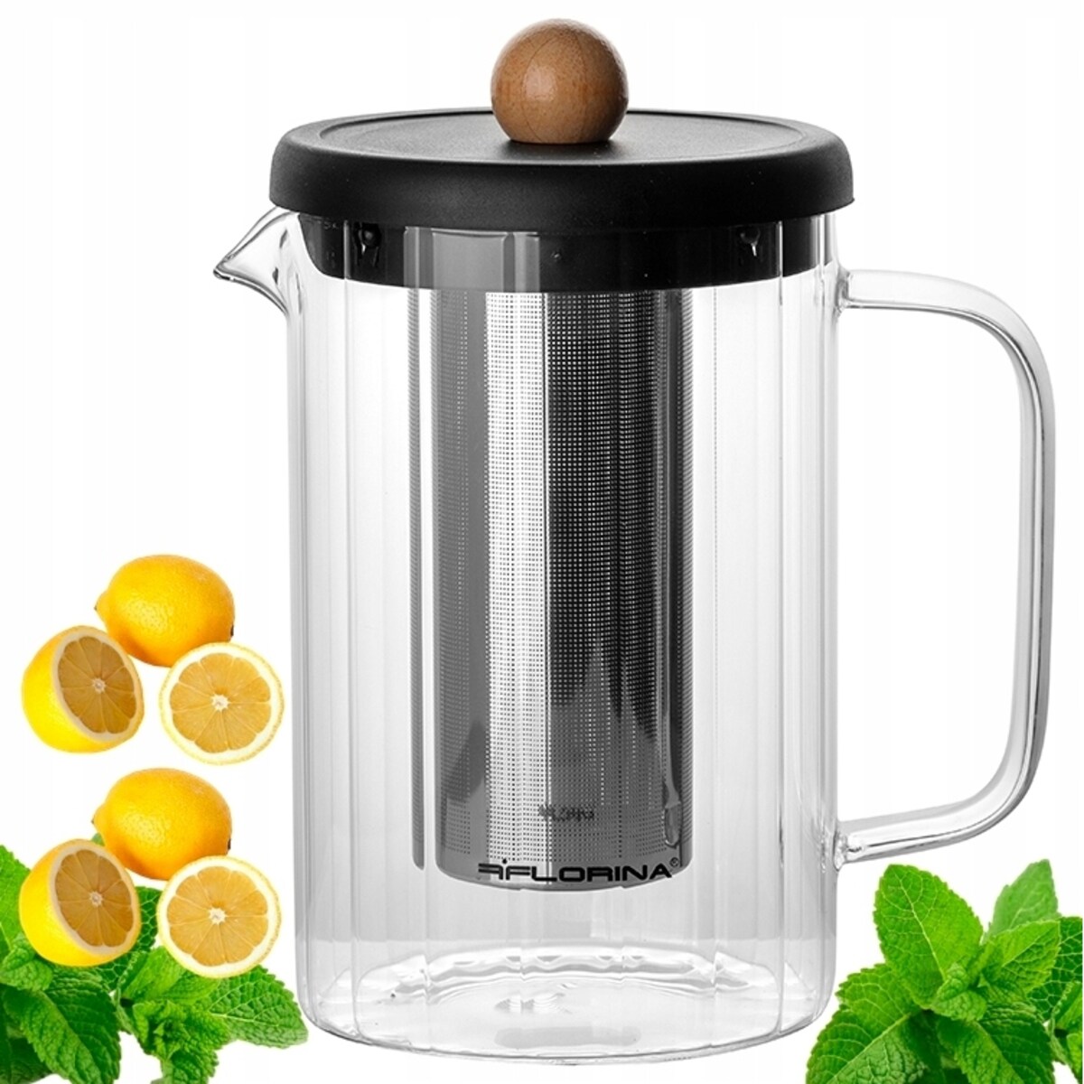 DZBANEK SZKLANY Z ZAPARZACZEM sitko imbryk czajnik na zioła herbatę 1 L